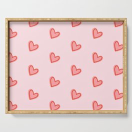 lover - pink hearts pattern Serving Tray