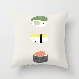 Three Sushi Friends Throw Pillow