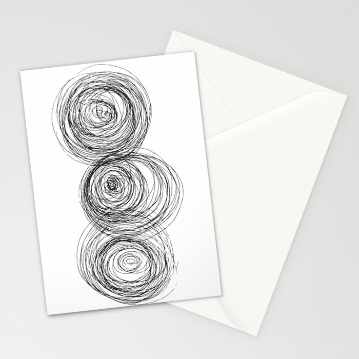 Modern Abstract Art Black And White Drawing Stationery Cards By