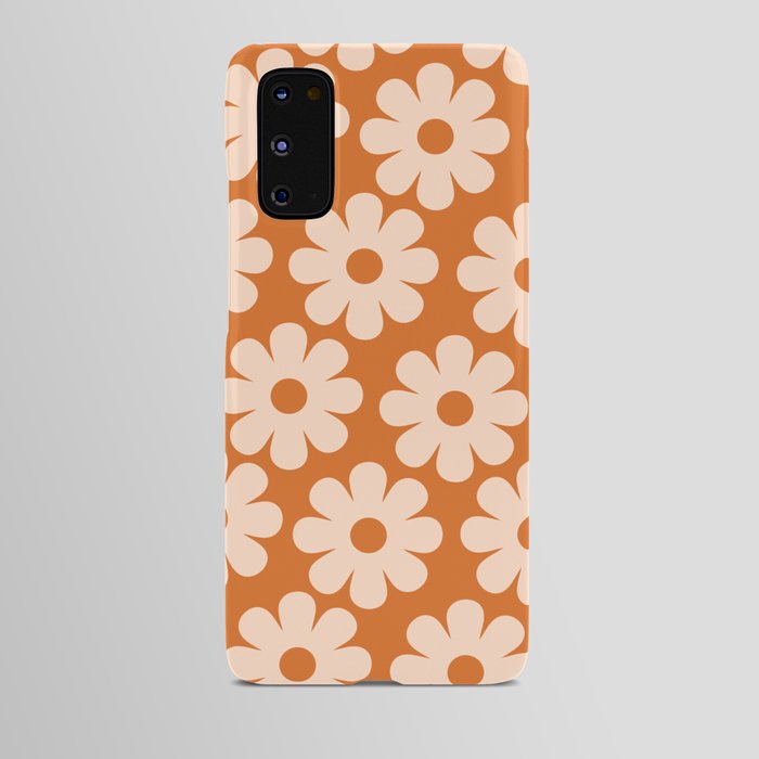 Sweet Retro Flowers Floral Pattern Orange and Cream Android Case