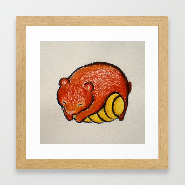 Sleepy Bear Cute Nursery Art Children S Room Sleepy Bear Cute Nursery Art Children S Room Brown Orange Yellow Oil Pastel Framed Print By Champaka Society6