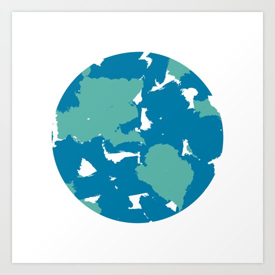 Minimal Planet Earth In Abstract Watercolor Art Print By