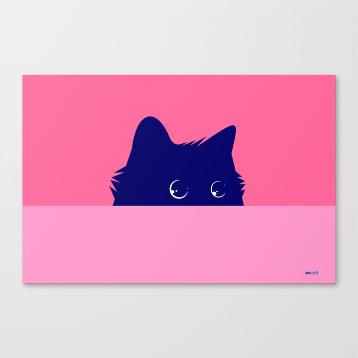 Cat on Deep Pink Canvas Print
