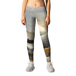 Morning Sun Leggings | Curated, Abstract, Graphicdesign, Sun, Nature, Gold, Black, Sky, Digital, Landscape 