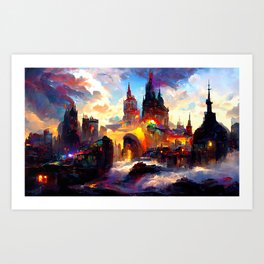 City from a colorful Universe Art Print