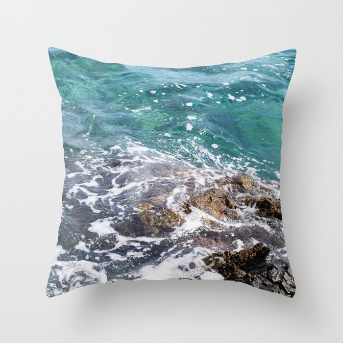 Breaking Waves On Volcanic Rock  Throw Pillow
