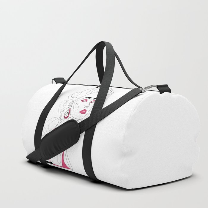In Hot Pink / Woman's line illustration  Duffle Bag