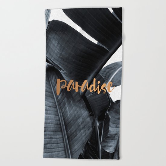 Tropical paradise - charcoal copper Beach Towel