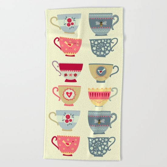 Tea Cups Beach Towel