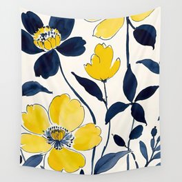 Sunny Floral watercolor art and home decor Wall Tapestry