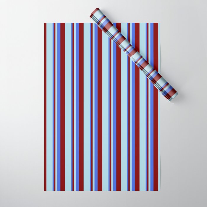 Royal Blue, Maroon, and Light Blue Colored Lines Pattern Wrapping Paper