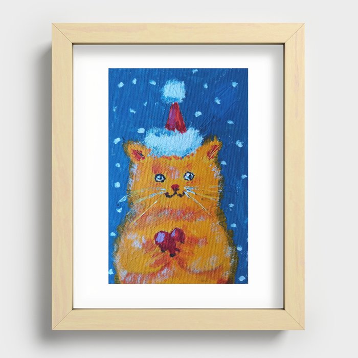 Christmas kitty Recessed Framed Print