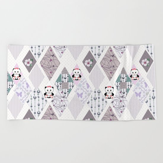 The pattern for children . Kittens . Beach Towel