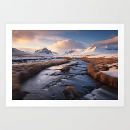 Winding river in Iceland Art Print