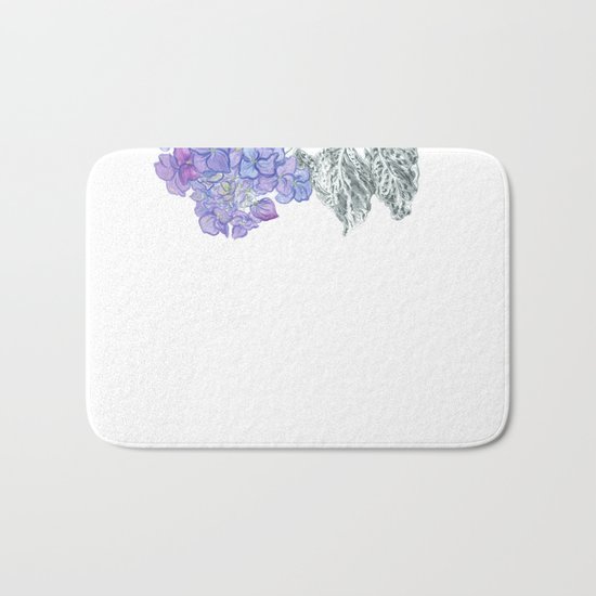 Hydrangea 01 Botanical Flower * Lavender Blue Hydrangea Bath Mat