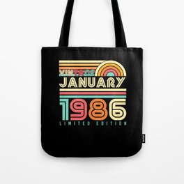 Born January 1986 Vintage Tote Bag | 1986Retro, Vintage1986, Cool1986, 1986Born, Birthday, 1986Vintage, Retro, Yearofbirth, Gift, Born1986 