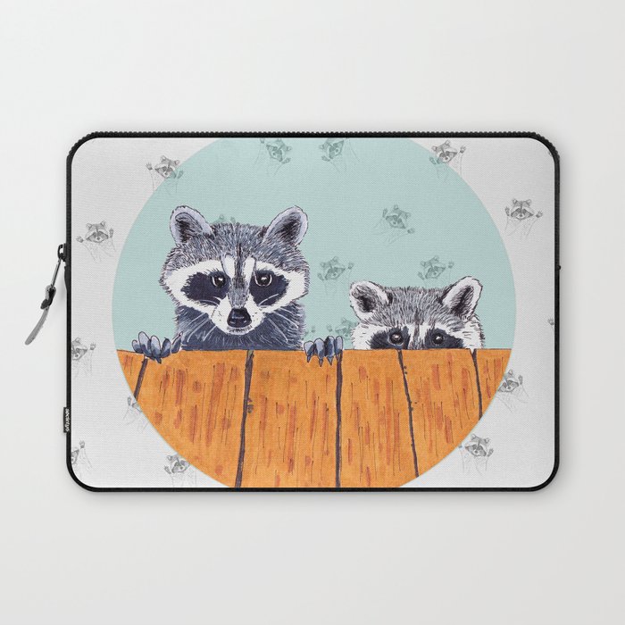 Peeking Raccoons #3 White Pallet Laptop Sleeve