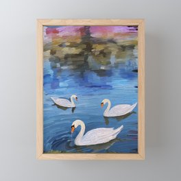 Swans on the lake Framed Mini Art Print