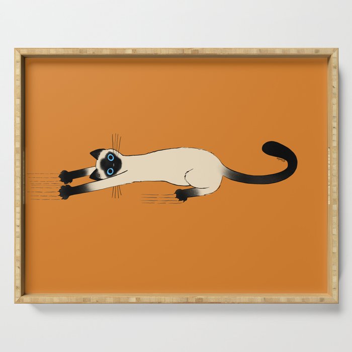 Siamese Cat Hanging On Serving Tray