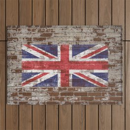 UK National Flag United Kingdom Union Jack on Brick Outdoor Rug