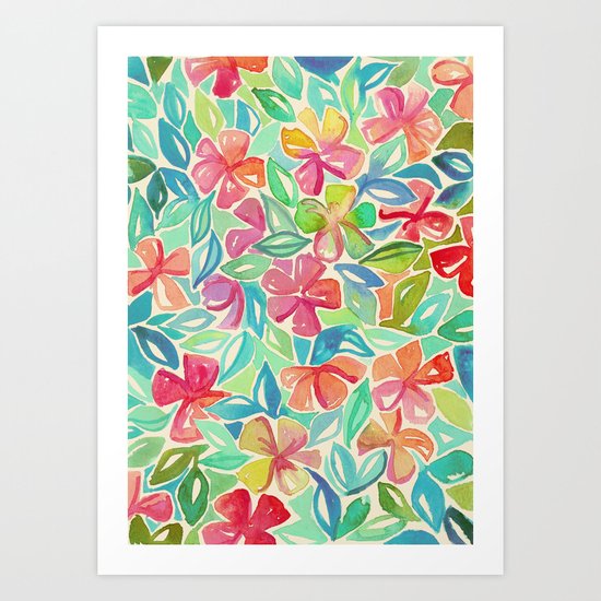 Tropical Floral Watercolor Painting Art Print