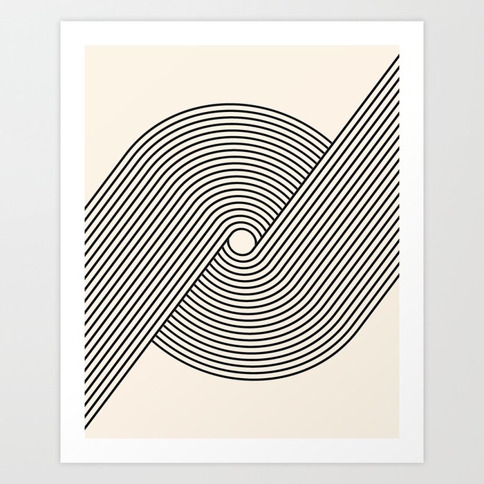 Geometric Lines in Black and Beige 9 Art Print