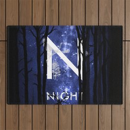 Starry Night and Moon #5: Night Outdoor Rug
