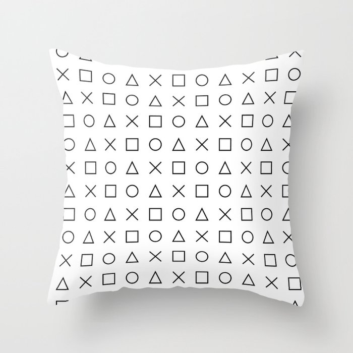gaming design white - gamer pattern black and white Throw Pillow