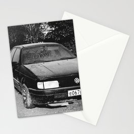 fuck war in Russian on abandoned car Stationery Card