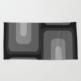 Mid Century Modern Long Rectangles Dark Gray Beach Towel