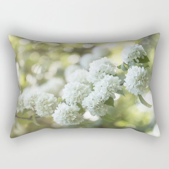 White Hydrangea at beautiful backlight- Flowers Floral Rectangular Pillow