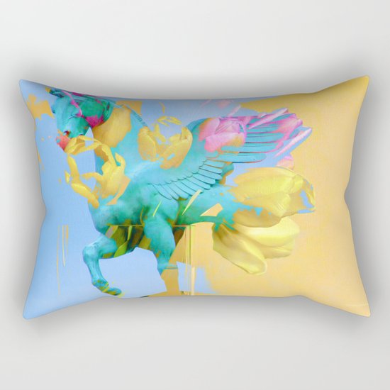 The Fly of Angelic Flowers - Digital Mixed Fine Art Rectangular Pillow