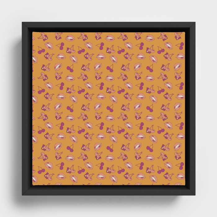 Cherry Lips love Mustard Framed Canvas