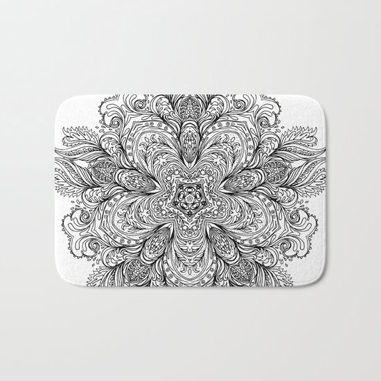 B&W Indian Mandala Bath Mat