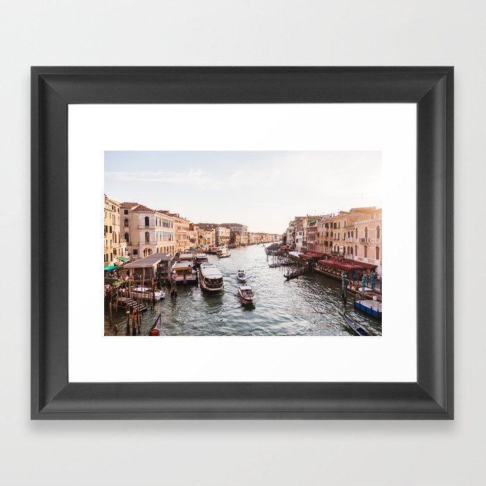Venice Grand Canal views from Rialto Bridge Framed Art Print