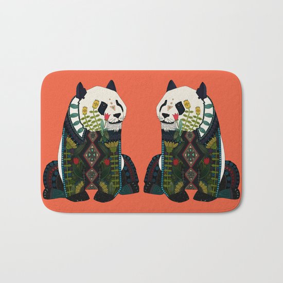 panda orange Bath Mat