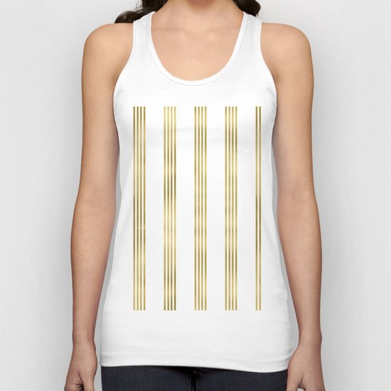 Gold small stripes on clear white - vertical pattern Unisex Tank Top