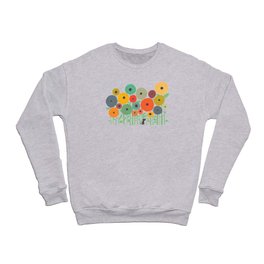 Cat in flower garden Crewneck Sweatshirt