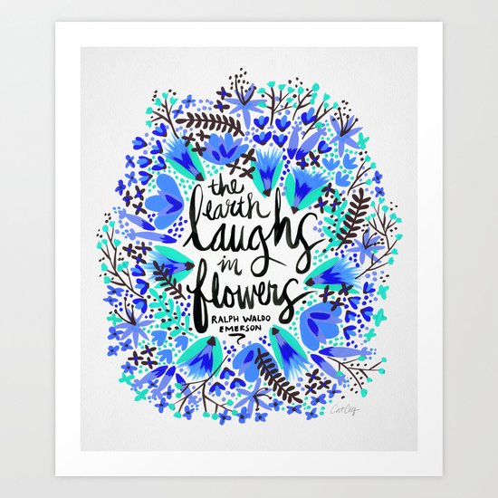 The Earth Laughs in Flowers – Turquoise & Blue Art Print