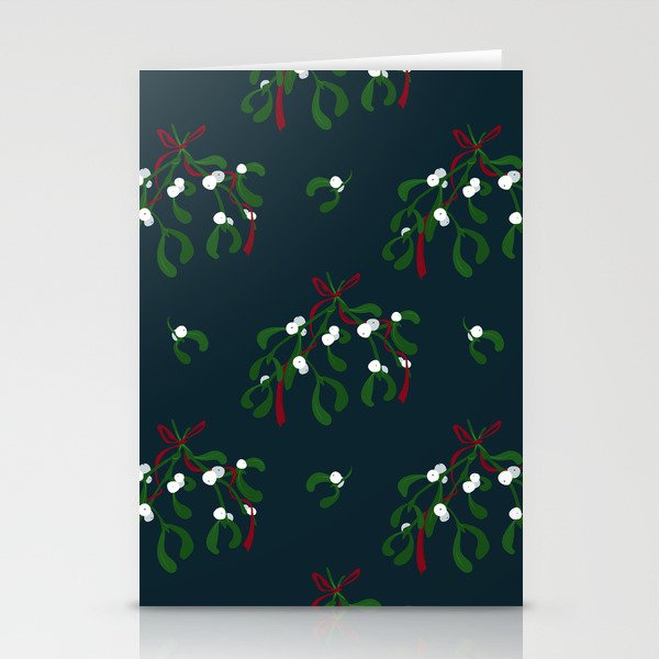 Mistletoe and red tape Stationery Cards