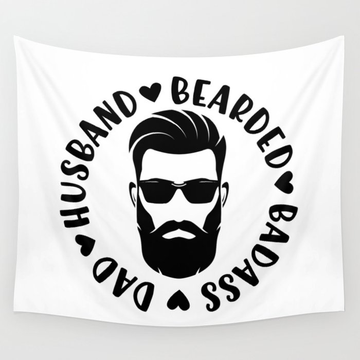 Dad Husband Bearded Badass Wall Tapestry