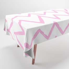 Hand-Drawn Zig Zag (Pink & White Pattern) Tablecloth