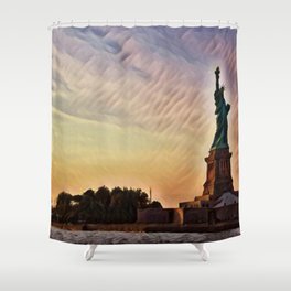 Statue Of Liberty | Lady Liberty | NYC | Landmark | Sunset | America | USA | Travel Photography Painting Shower Curtain