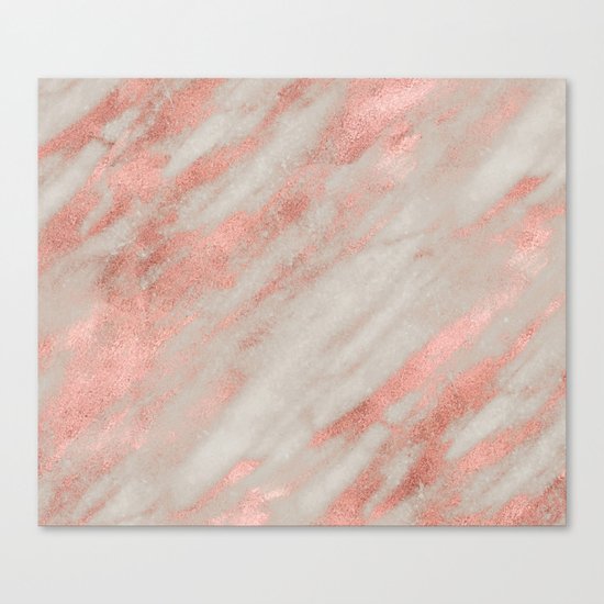 Smooth rose gold on gray marble Canvas Print