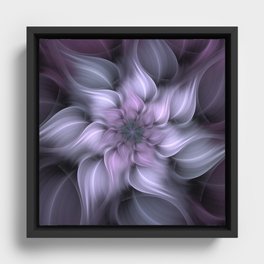 Purple Flower Fractal Framed Canvas