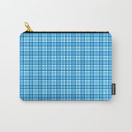 Elegant Blue Checkered Pattern Carry-All Pouch