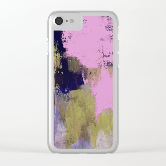 Wild Lilac - Abstract, textured, lilac, purple, blue and yellow oil painted artwork Clear iPhone Case