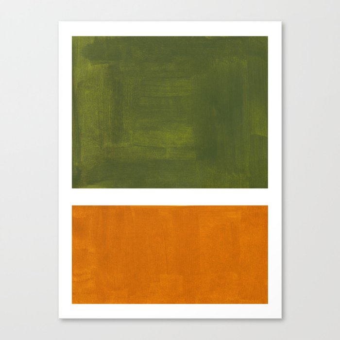 Olive Green Yellow Ochre Minimalist Abstract Colorful Midcentury Pop Art Rothko Color Field Canvas Print
