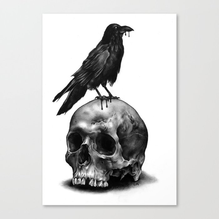 Skull & Raven Canvas Print