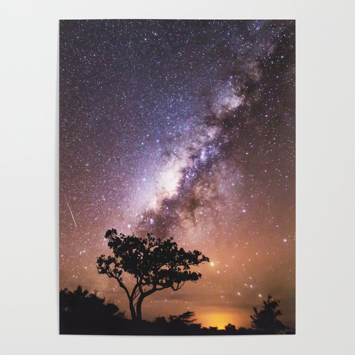 Milky Way Stars South Western Tree Poster